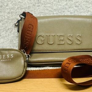 Guess Khaki Crossbody Bag with Coin Pouch